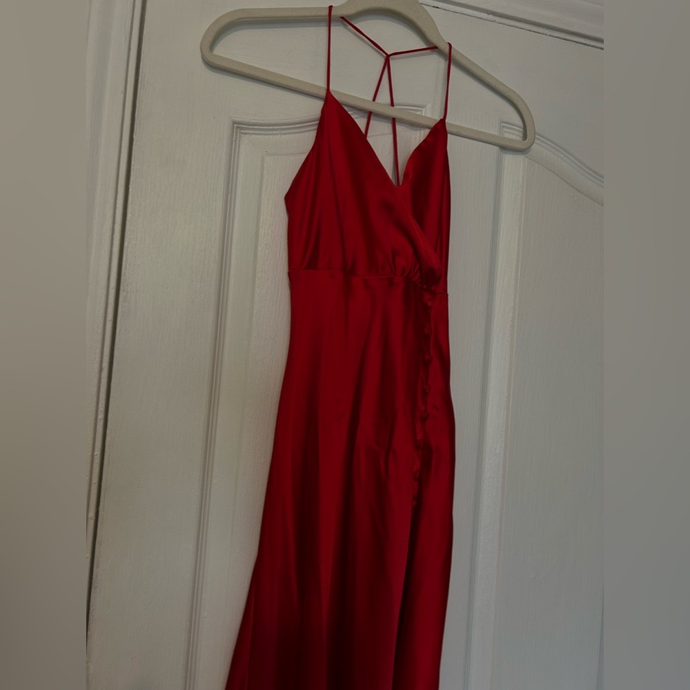 Zara red long silky midi dress - Picture 6 of 12